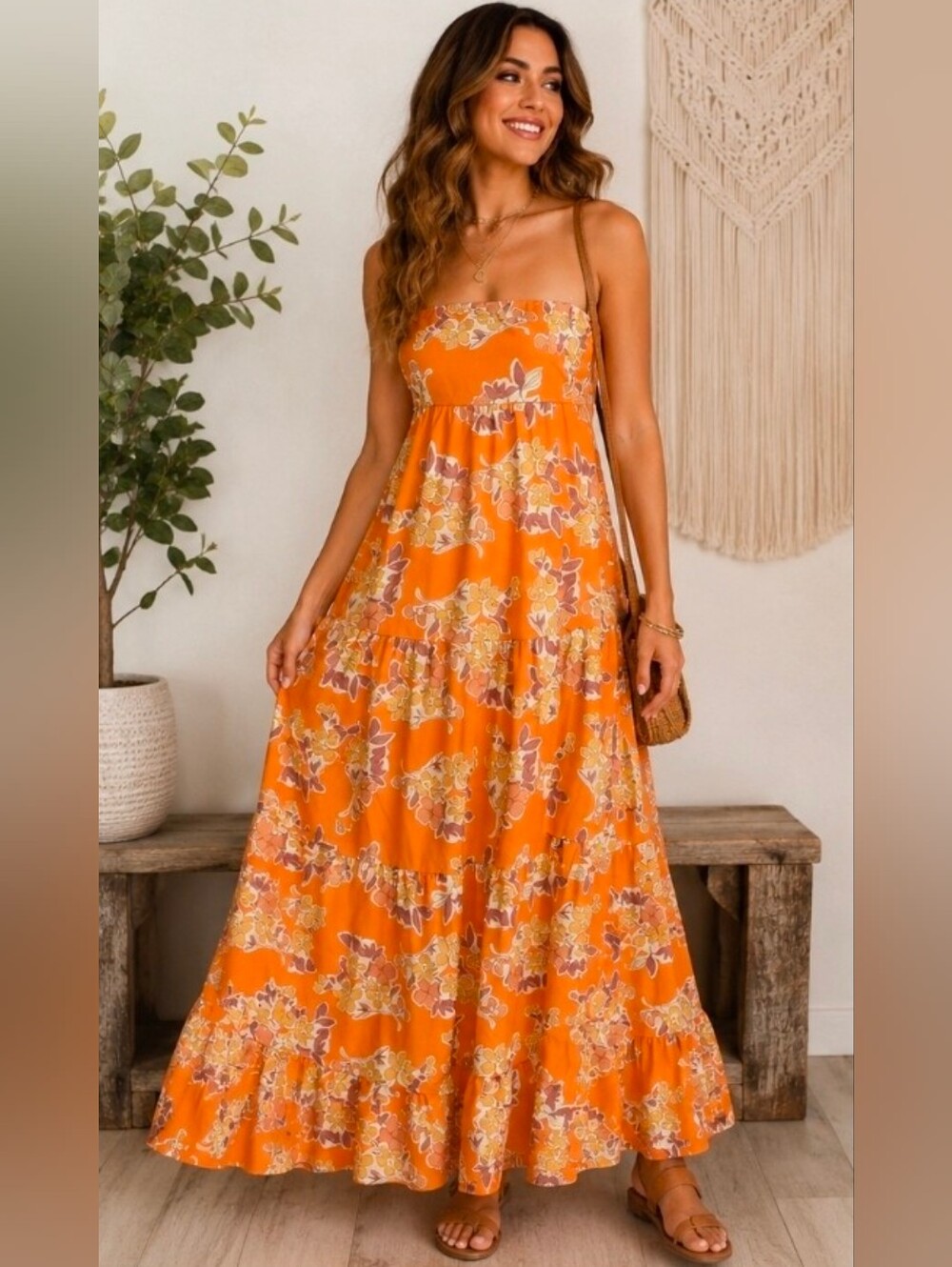 Retro Floral Boho Maxi Dress